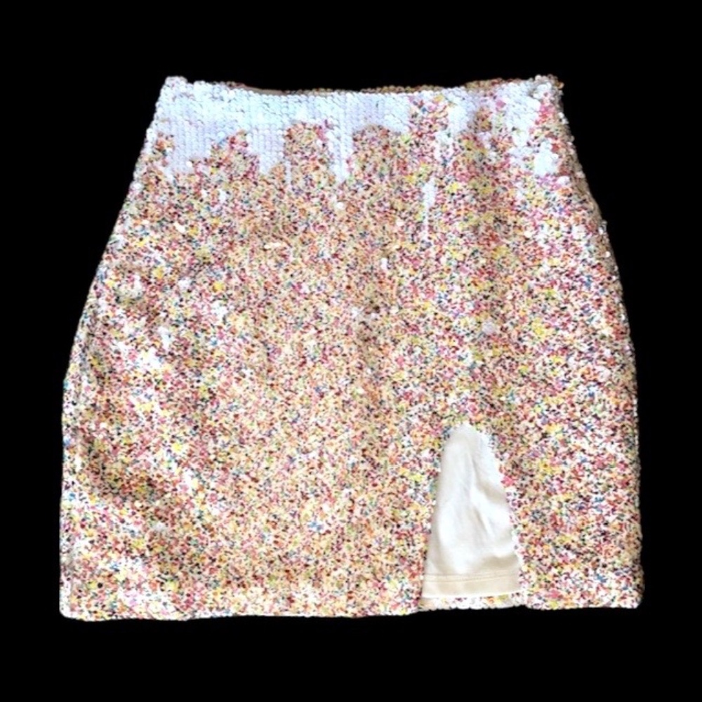 Endless Rose Color Changing Sequin Mini Skirt With Side Slit Size S
